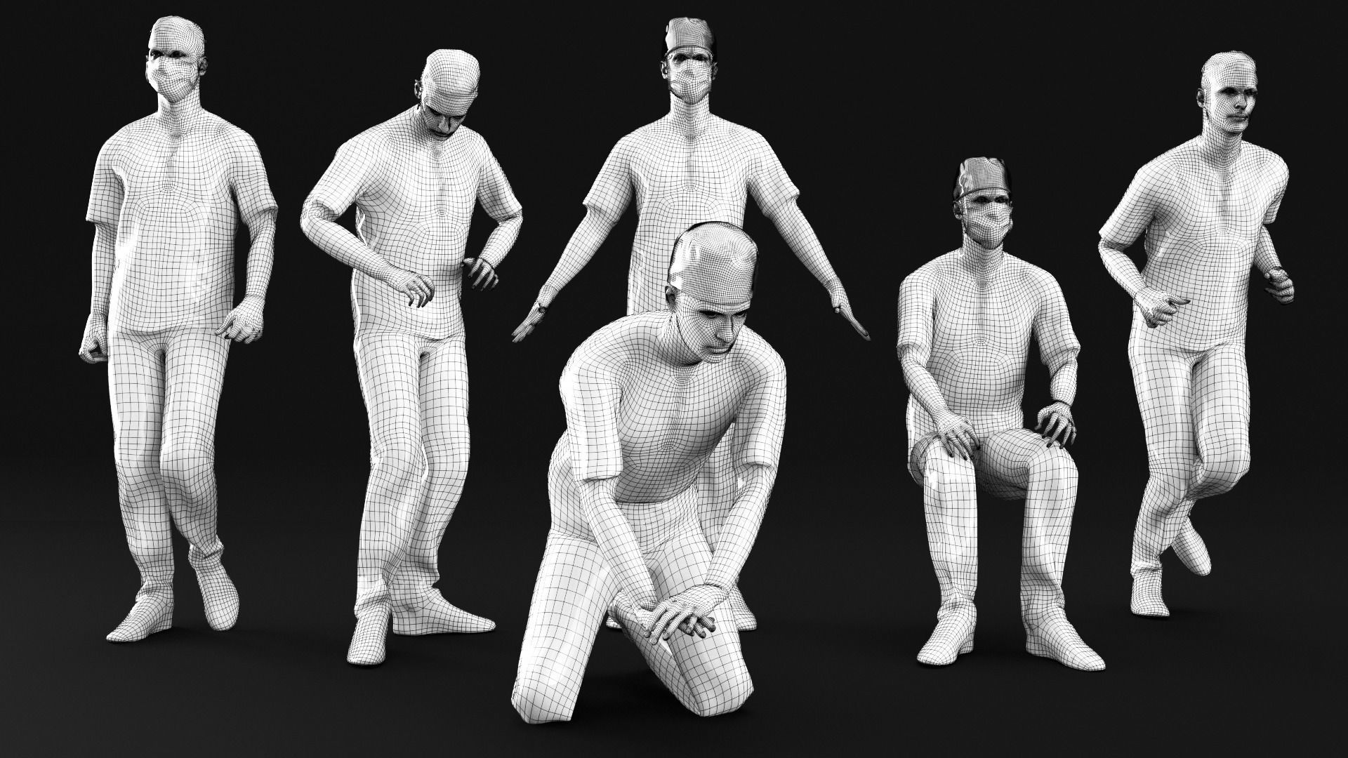 Medical doctor with PBR tex animated in 5 styles Low-poly 3D model_7