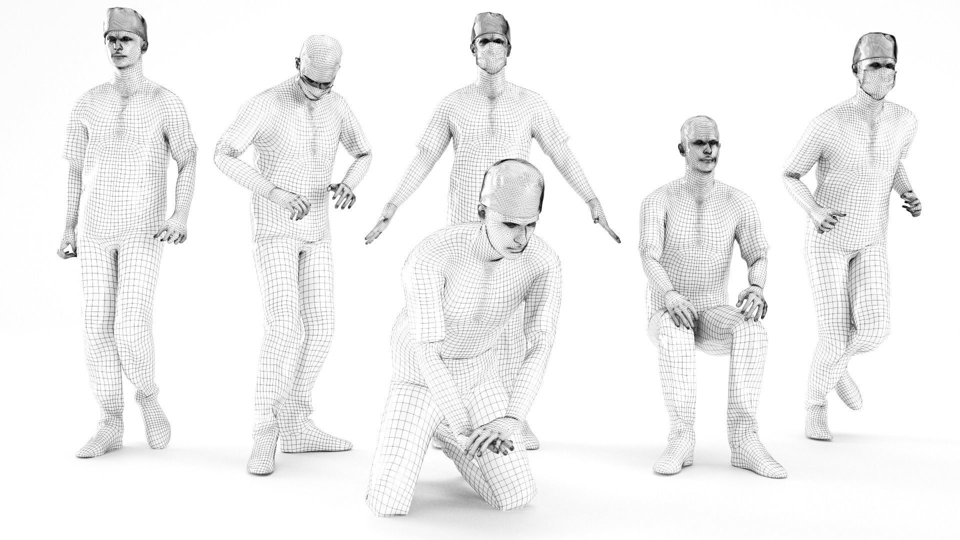 Medical doctor with PBR tex animated in 5 styles Low-poly 3D model_8