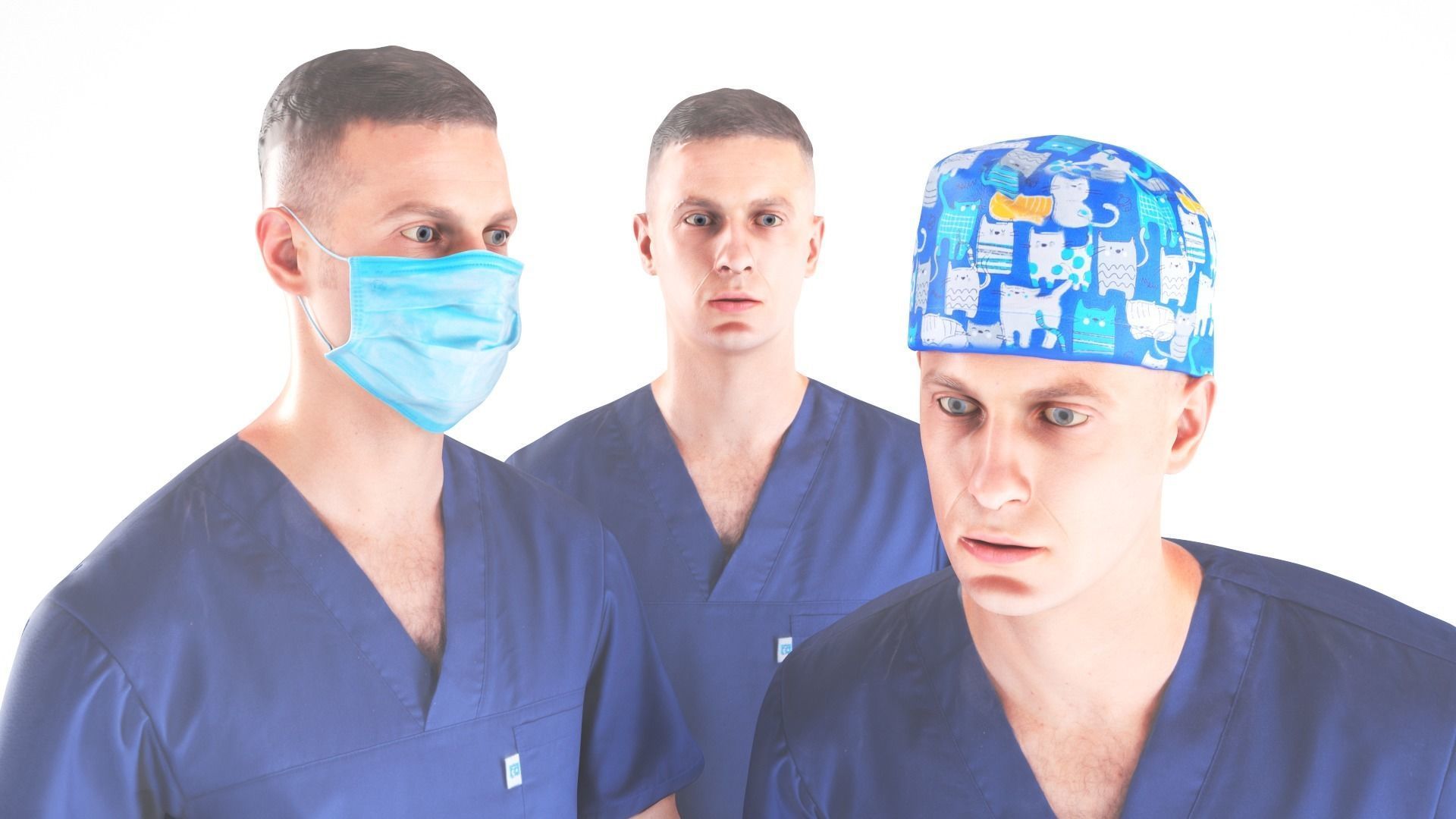 Medical doctor with PBR tex animated in 5 styles Low-poly 3D model_2