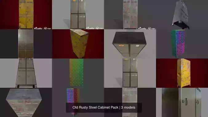 Old Rusty Steel Cabinet Pack 3D Model Collection