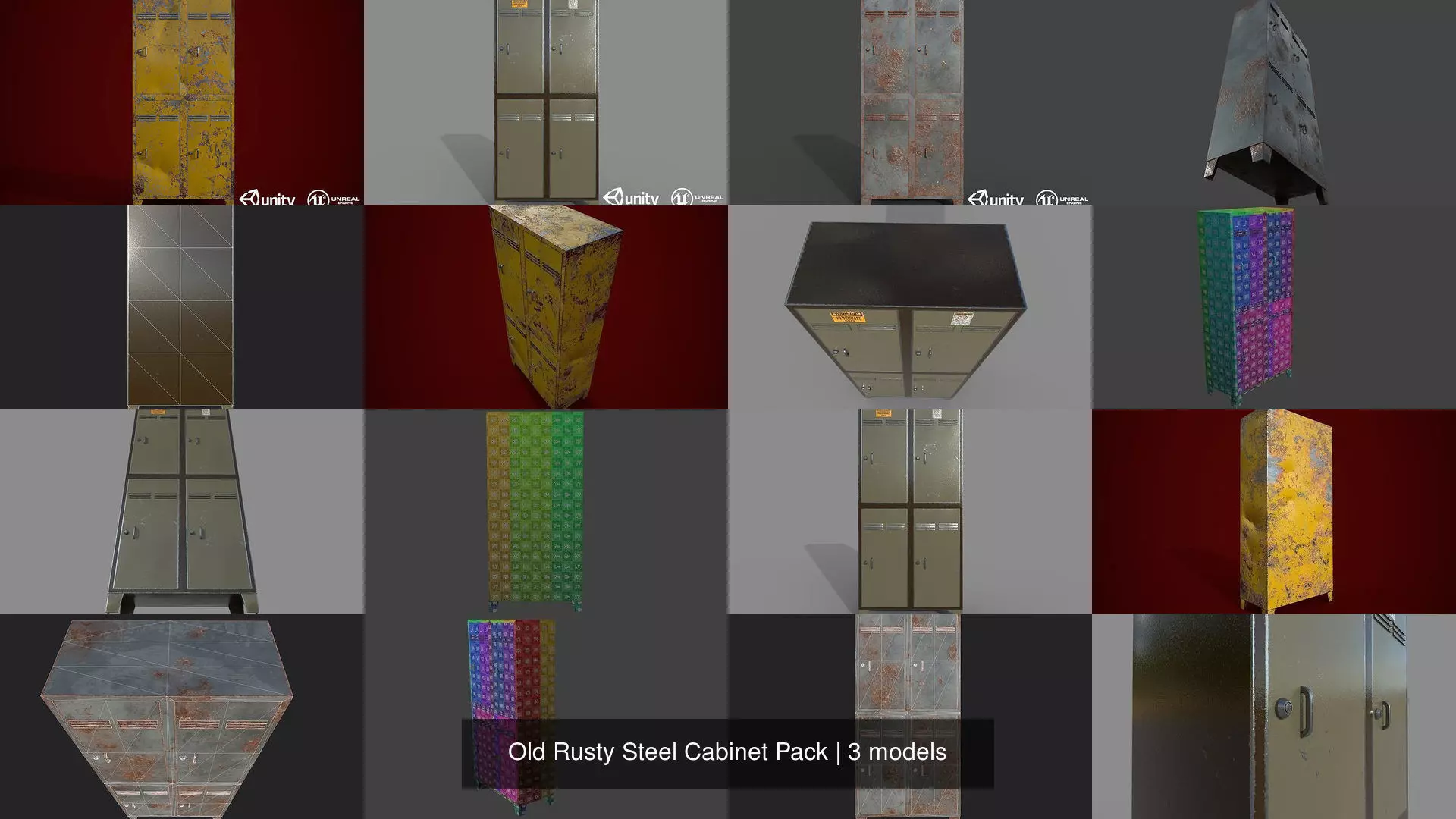 Old Rusty Steel Cabinet Pack 3D Model Collection_0