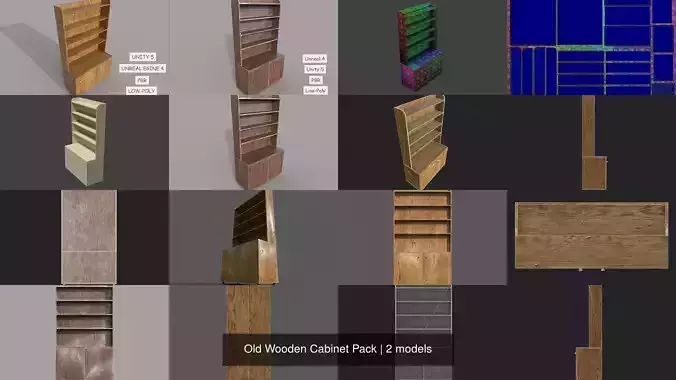 Old Wooden Cabinet Pack 3D Model Collection