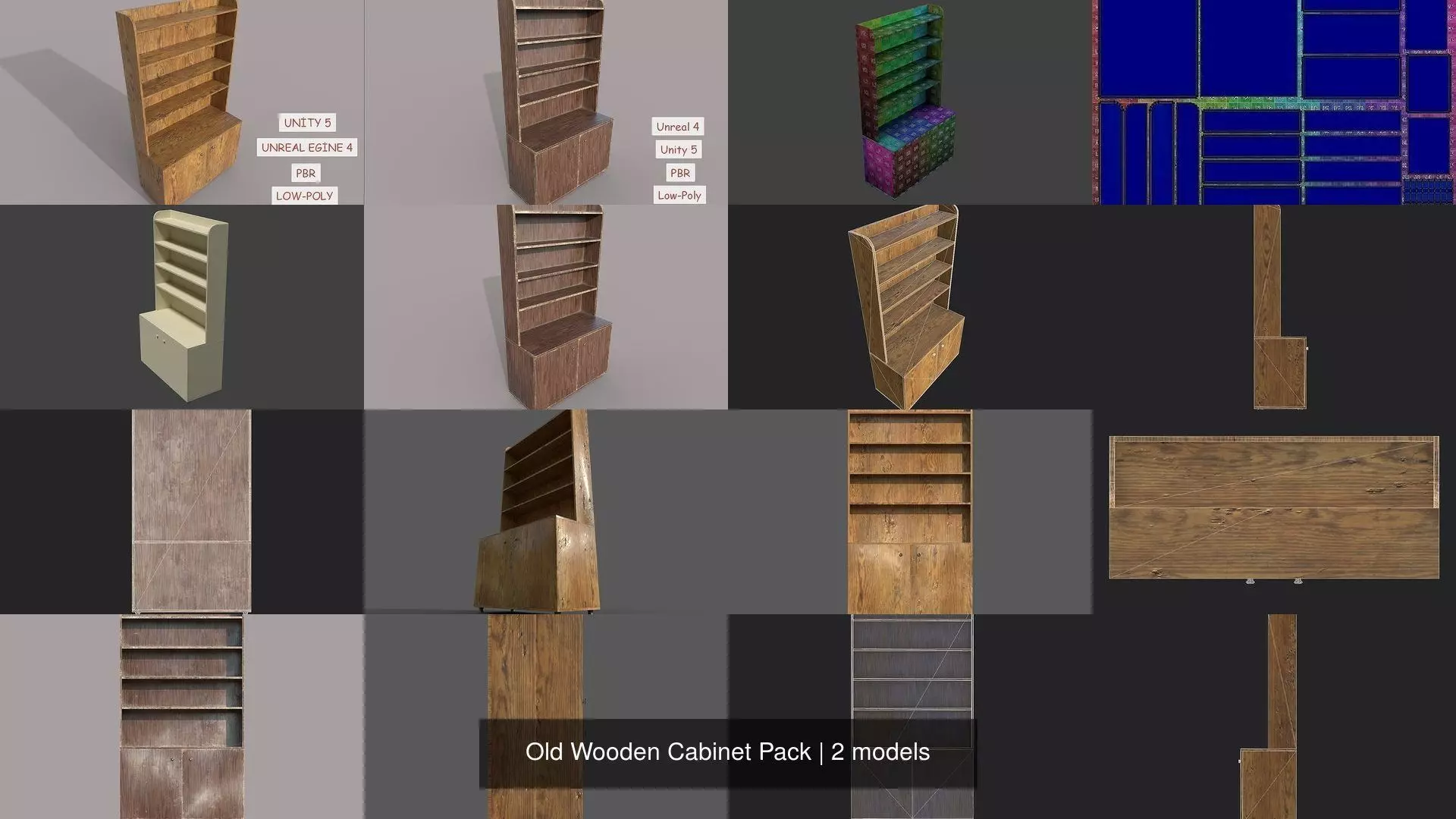 Old Wooden Cabinet Pack 3D Model Collection_0