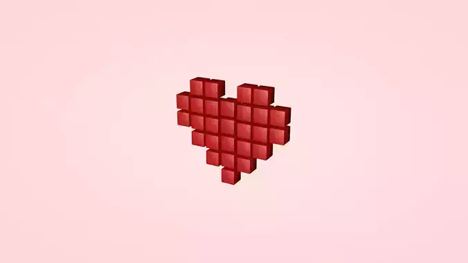 Pixel Heart Low-poly 3D model