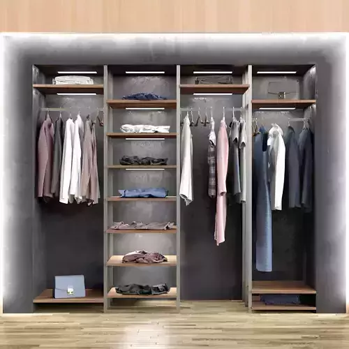 Wardrobe 3 walk in closet with clothes hanging on racks