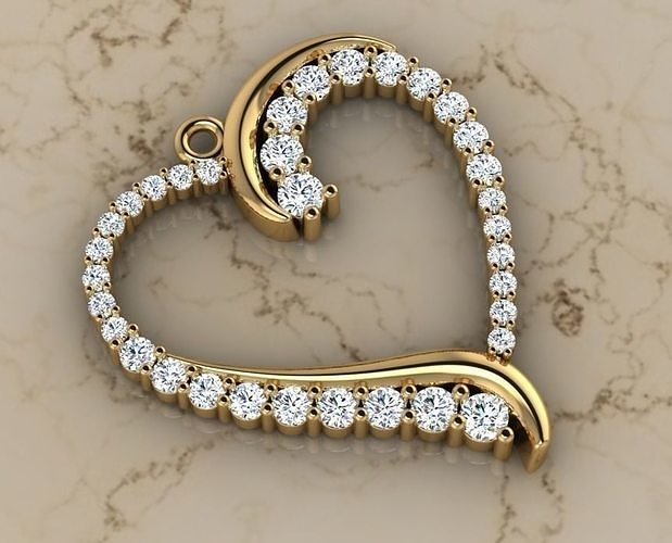 Heart Pave Pendant 3D print model