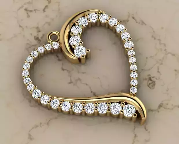 Heart Pave Pendant 3D print model