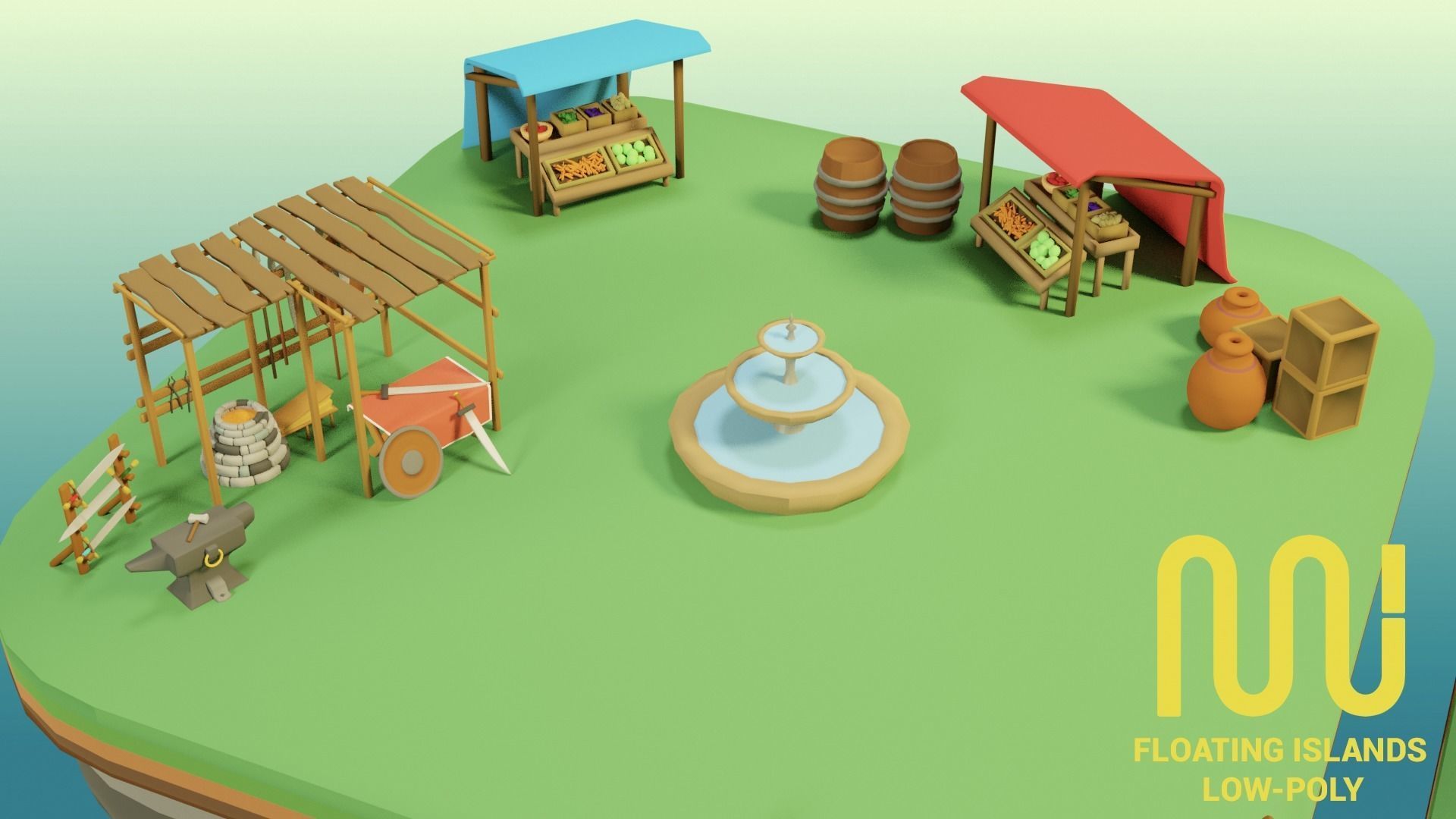 Floating City - Low-Poly Asset Pack  Low-poly 3D model_2