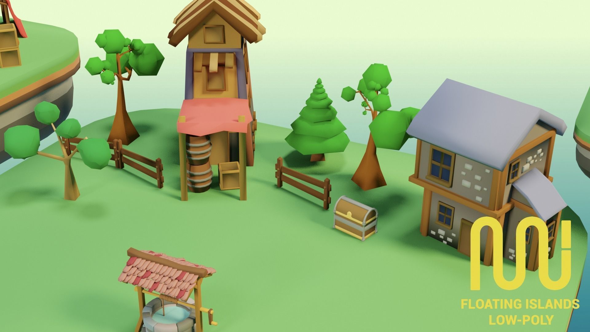 Floating City - Low-Poly Asset Pack  Low-poly 3D model_1