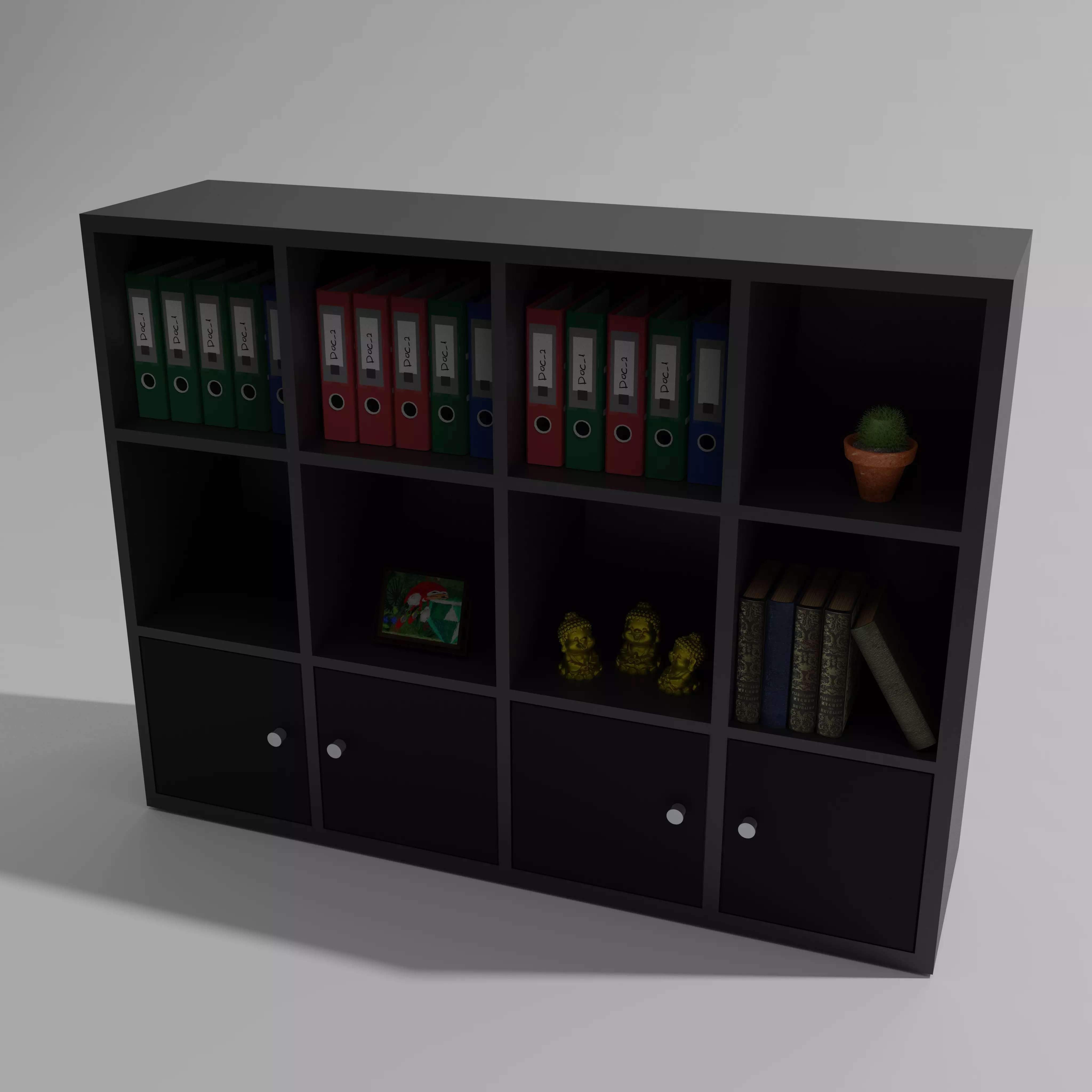 Library bookcase - bedroom furniture sets home Free low-poly 3D model_0