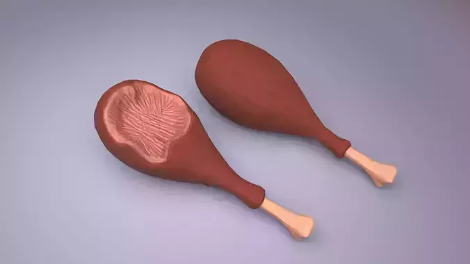 Cartoon Chicken Leg Low-poly 3D model