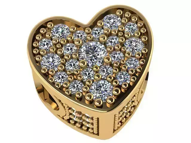 PANDORA heart shaped gold ring with diamonds