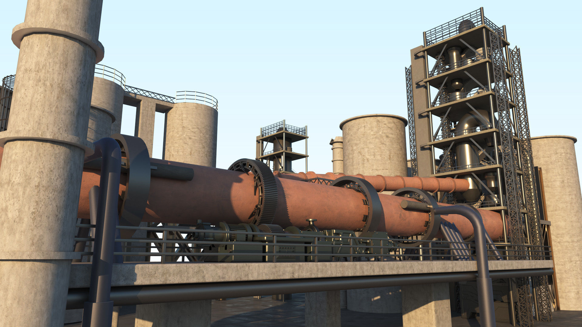 Cement Plant animated 3D model_2