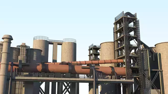 Cement Plant animated 3D model