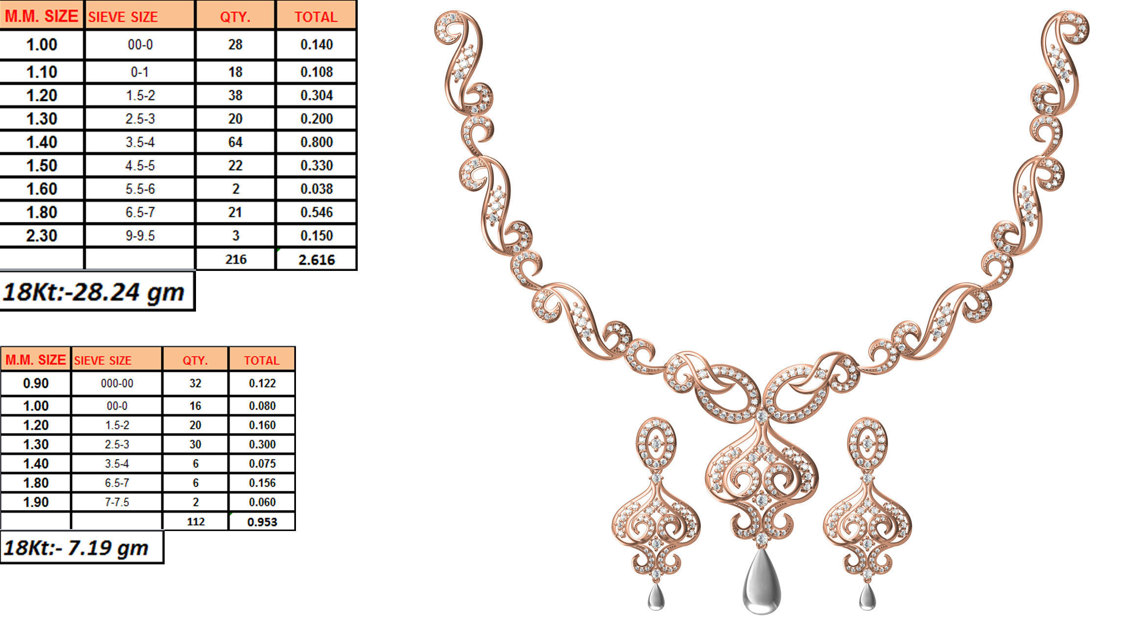 50 Women necklace-earrings set jcd render detail  3D print model_46