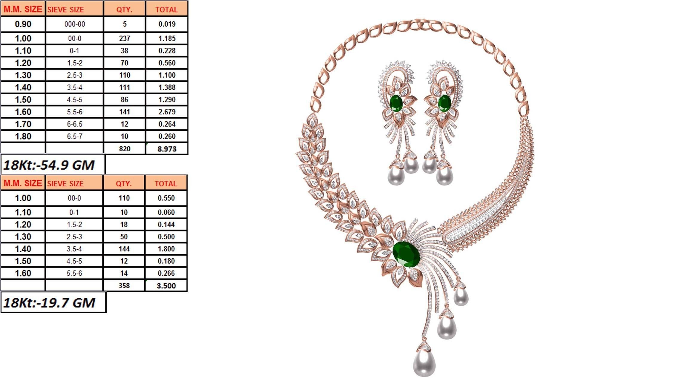 50 Women necklace-earrings set jcd render detail  3D print model_29
