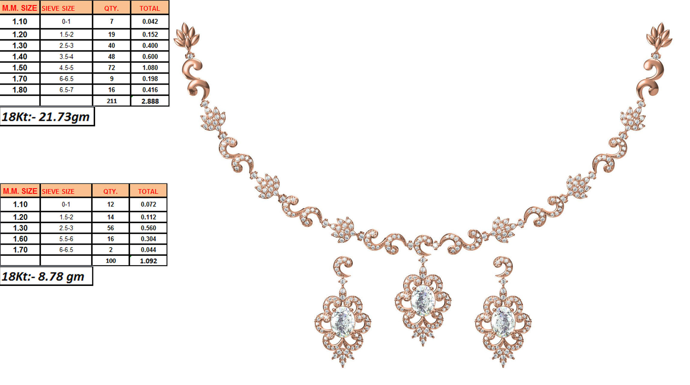 50 Women necklace-earrings set jcd render detail  3D print model_42