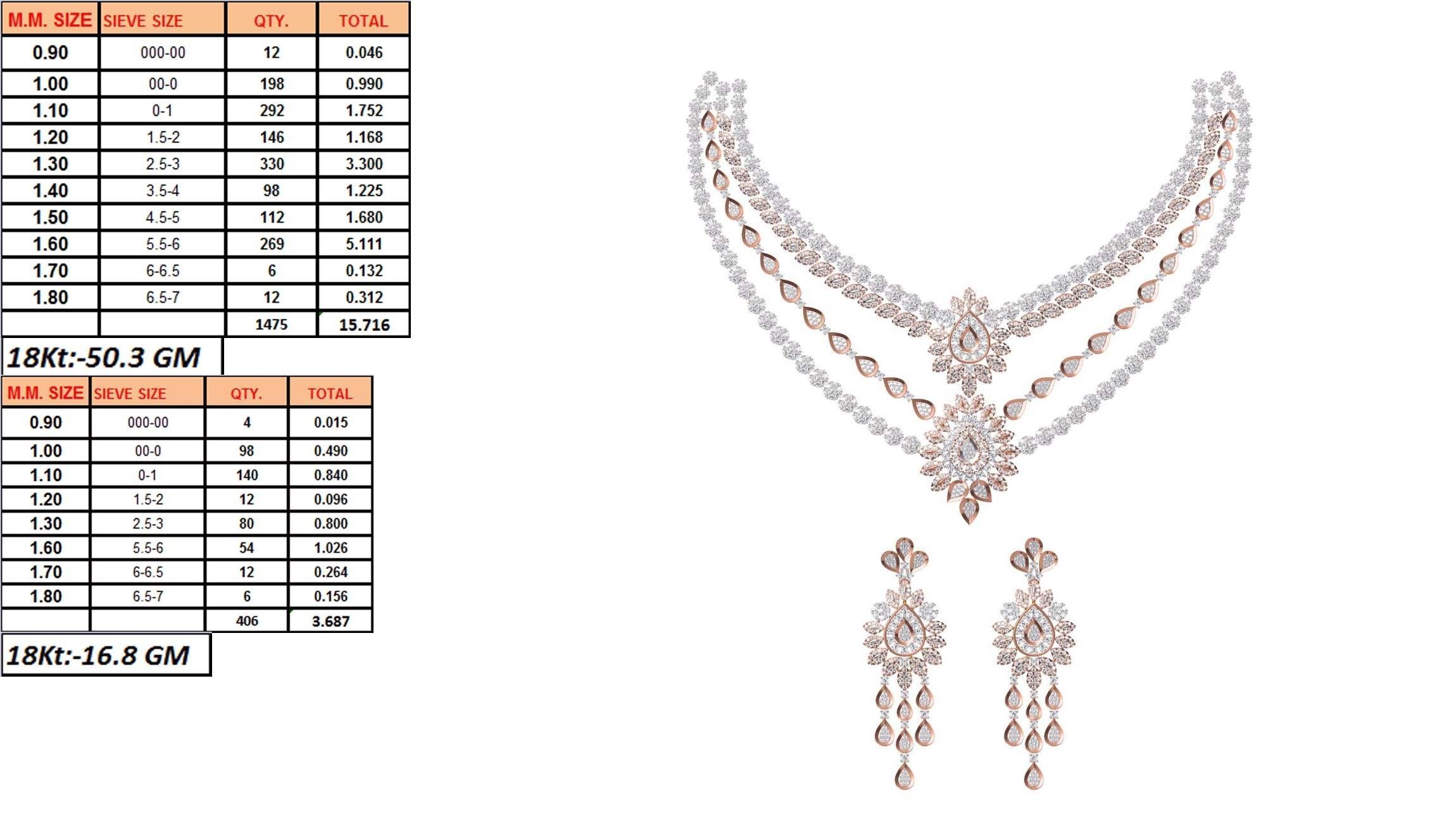 50 Women necklace-earrings set jcd render detail  3D print model_8