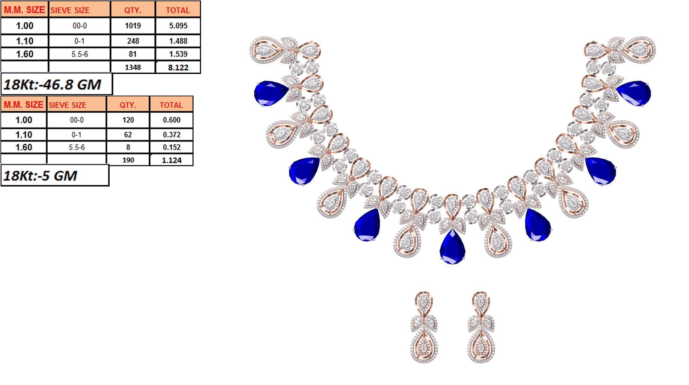 50 Women necklace-earrings set jcd render detail  3D print model_4