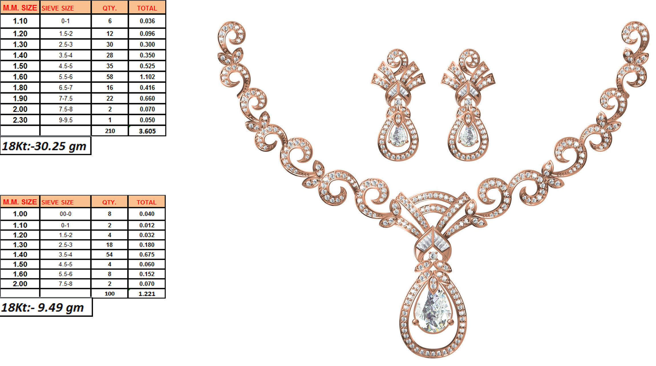 50 Women necklace-earrings set jcd render detail  3D print model_49