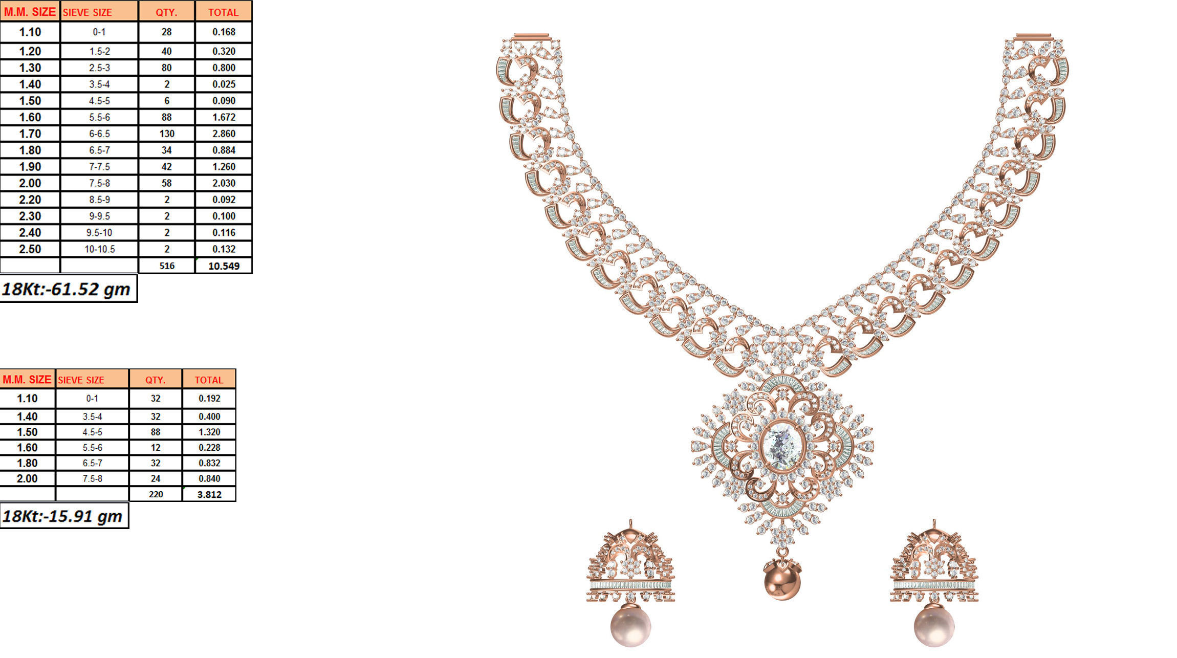 50 Women necklace-earrings set jcd render detail  3D print model_35