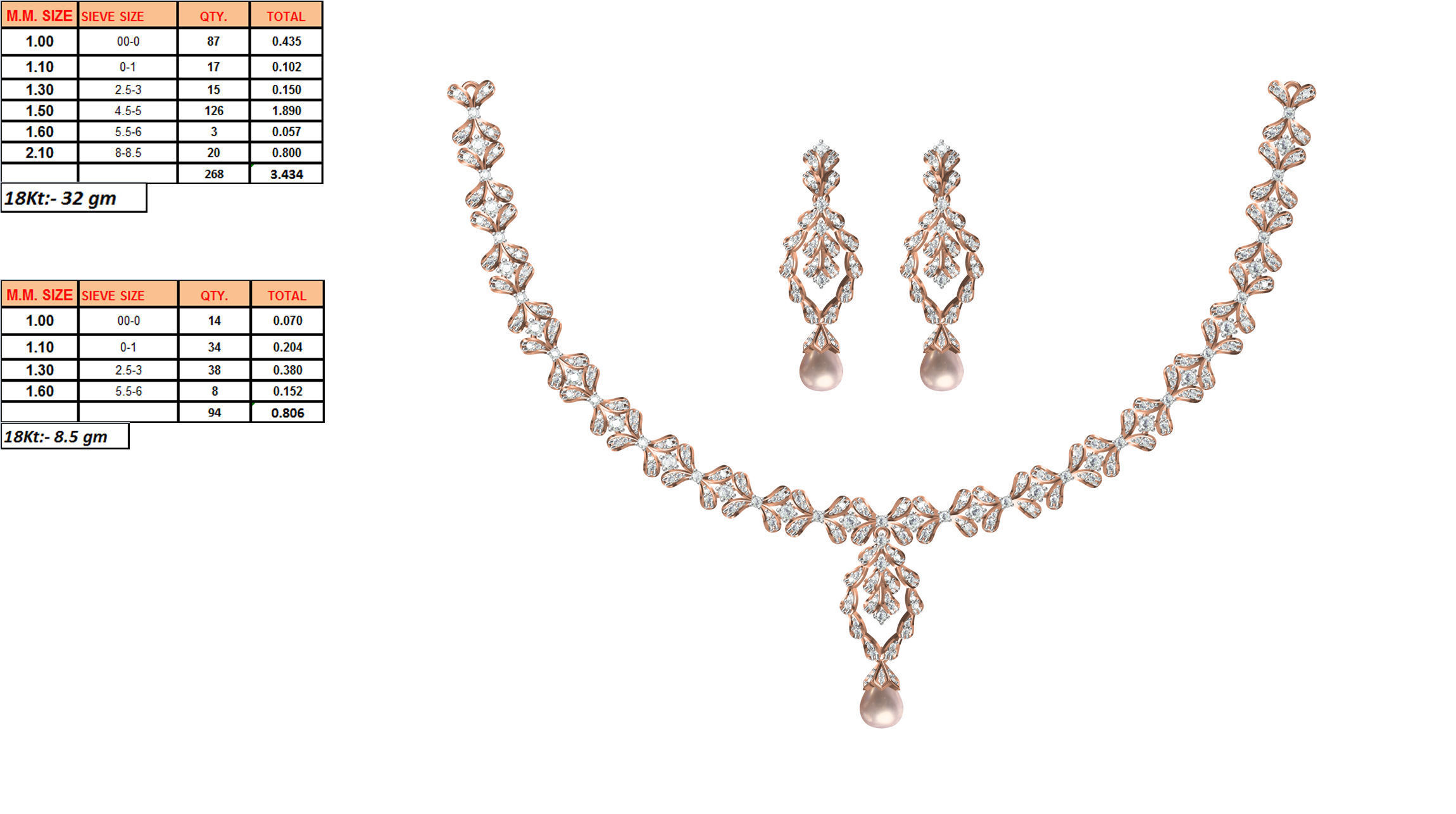 50 Women necklace-earrings set jcd render detail  3D print model_53