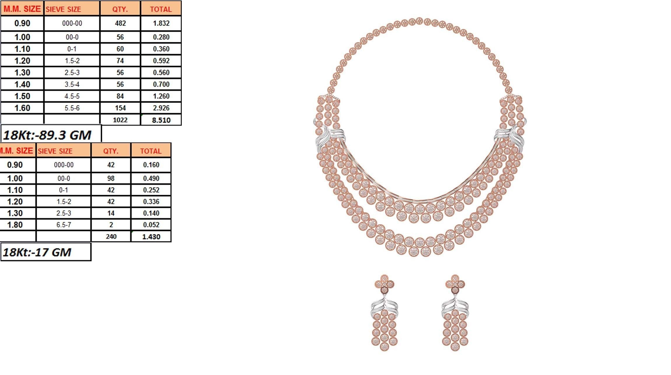 50 Women necklace-earrings set jcd render detail  3D print model_7