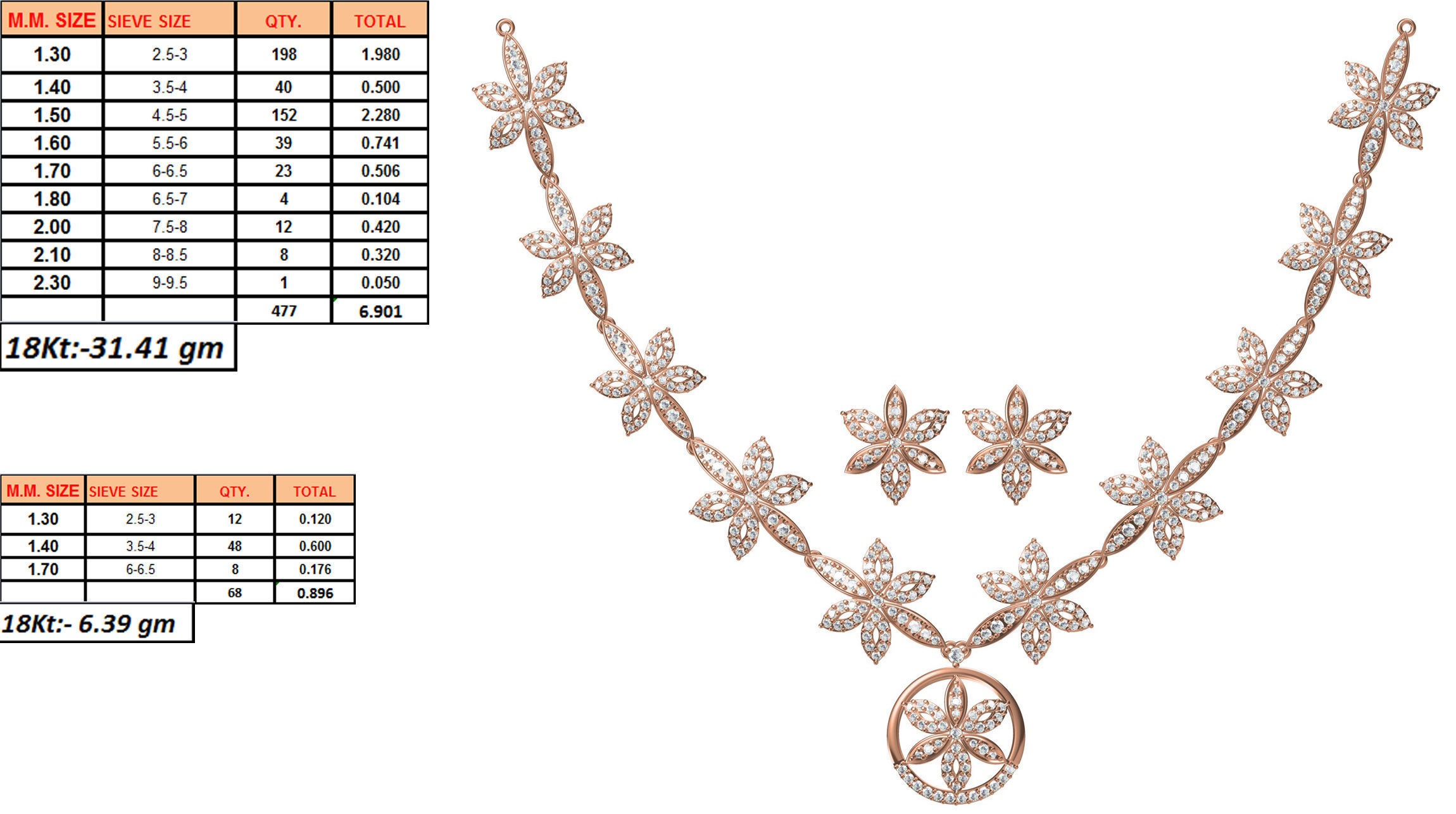 50 Women necklace-earrings set jcd render detail  3D print model_50