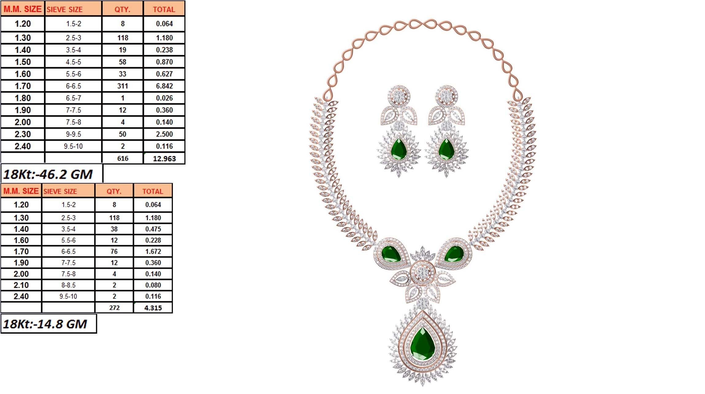 50 Women necklace-earrings set jcd render detail  3D print model_22