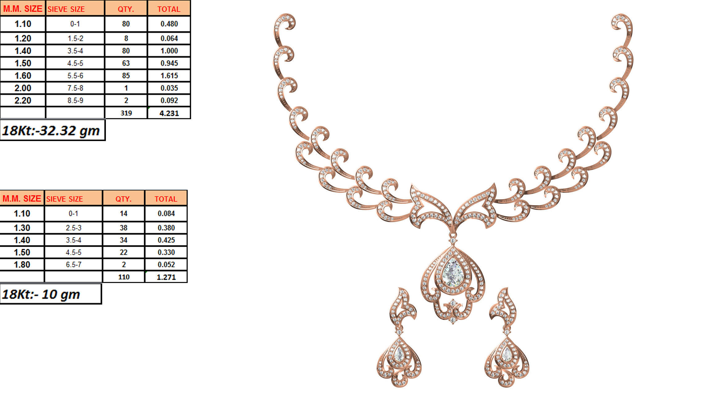 50 Women necklace-earrings set jcd render detail  3D print model_43