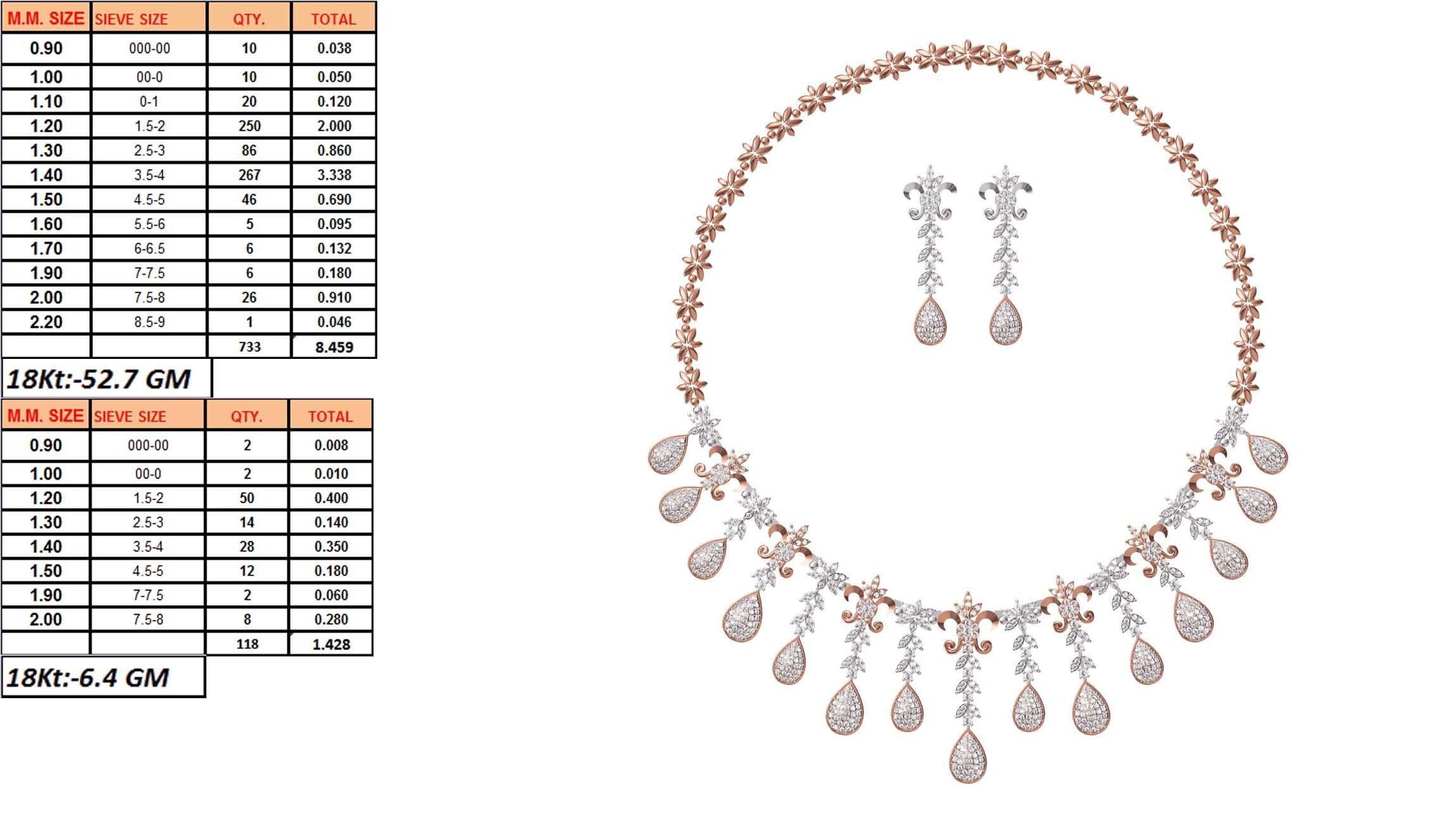 50 Women necklace-earrings set jcd render detail  3D print model_25