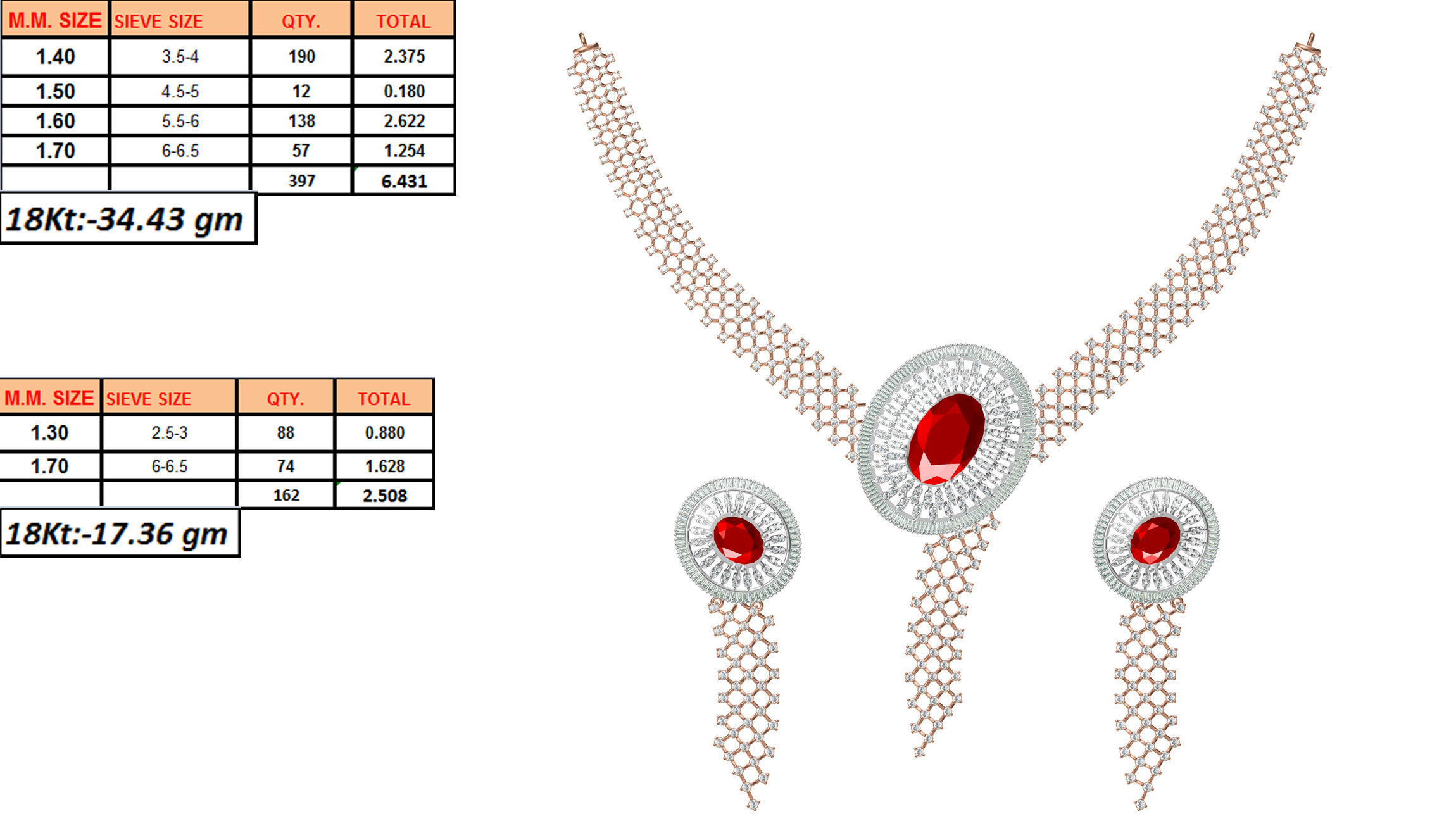 50 Women necklace-earrings set jcd render detail  3D print model_36