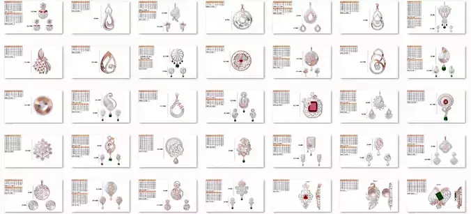 100 Women pendant-earrings set jcd-jewelcad bulk collection  3D print model
