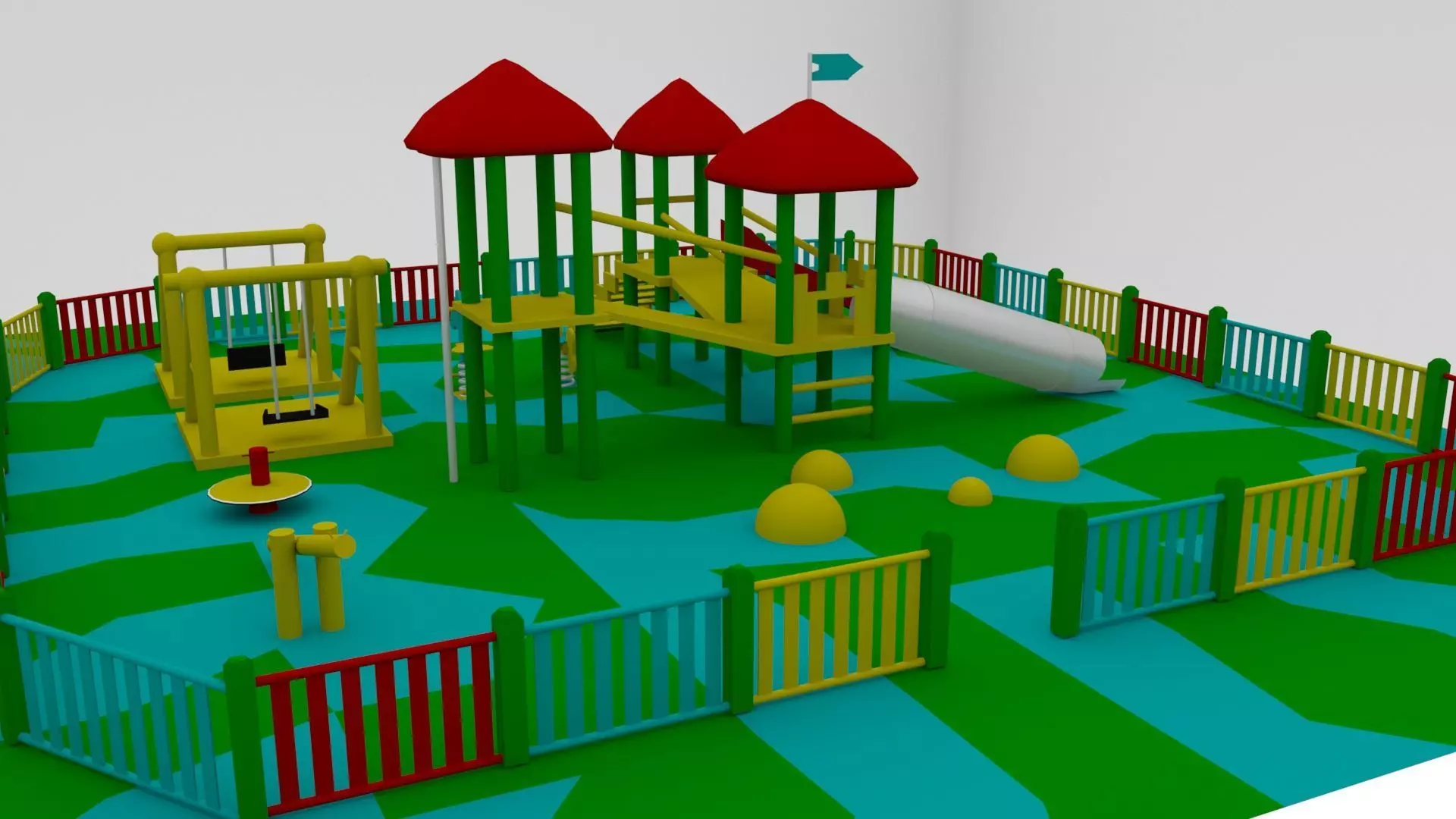 Simple Children Playground 01 Low-poly 3D model