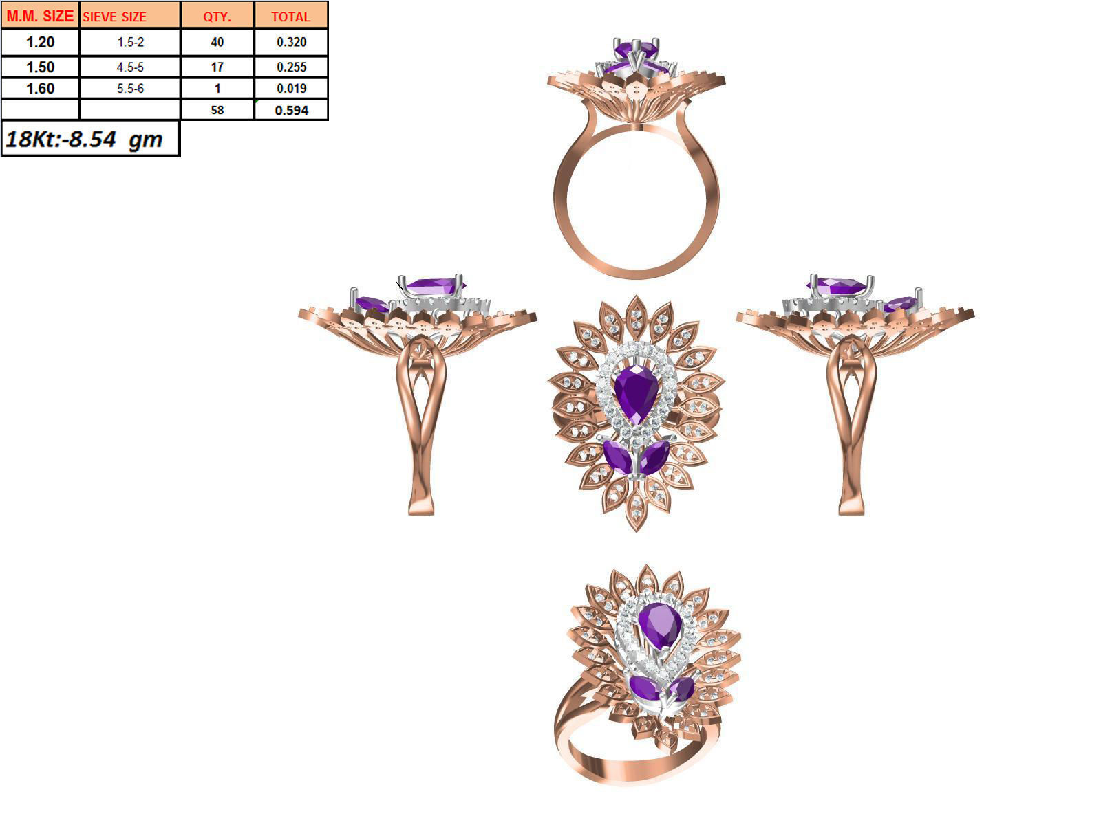 270 Women Ring jcd -jewelcad model bulk collection  3D print model_137
