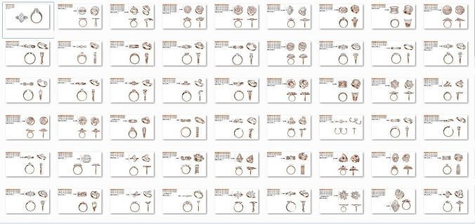 270 Women Ring jcd -jewelcad model bulk collection  3D print model