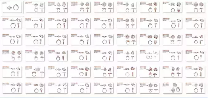 270 Women Ring jcd -jewelcad model bulk collection  3D print model