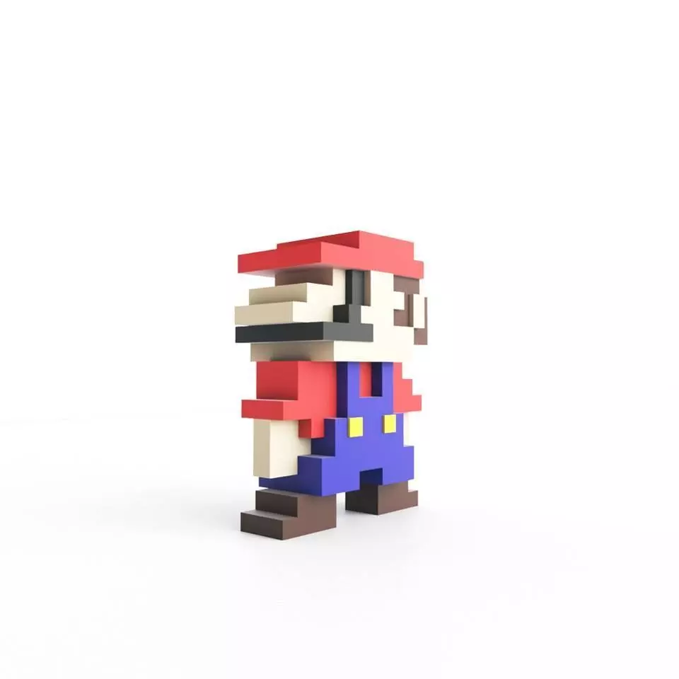 Mario Bros 8 Bit 3D print model