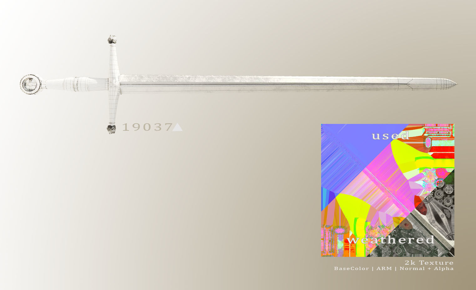 Medieval Sword Low-poly 3D model_11