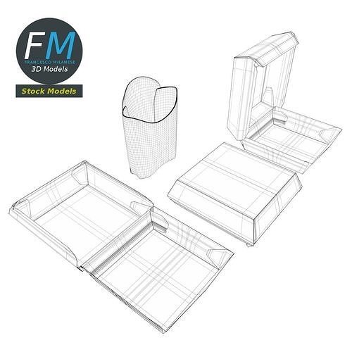 Fast food empty packages 3D model 7