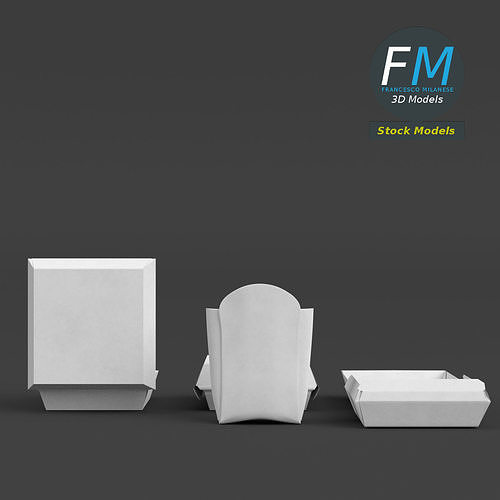 Fast food empty packages 3D model 4