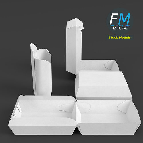 Fast food empty packages 3D model 3