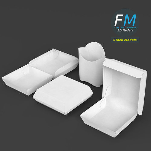 Fast food empty packages 3D model 2