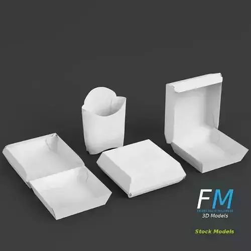 Fast food empty packages 3D model