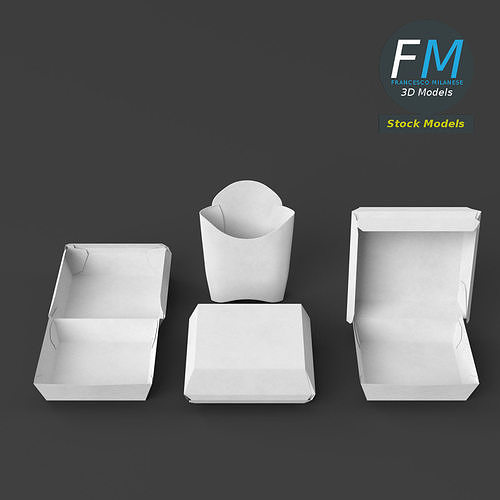 Fast food empty packages 3D model 5
