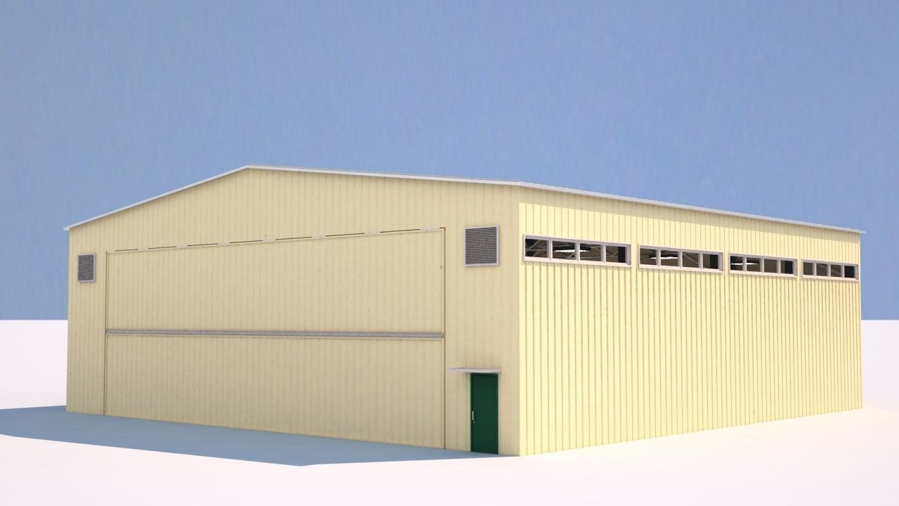 aircraft hangar  Low-poly 3D model_5