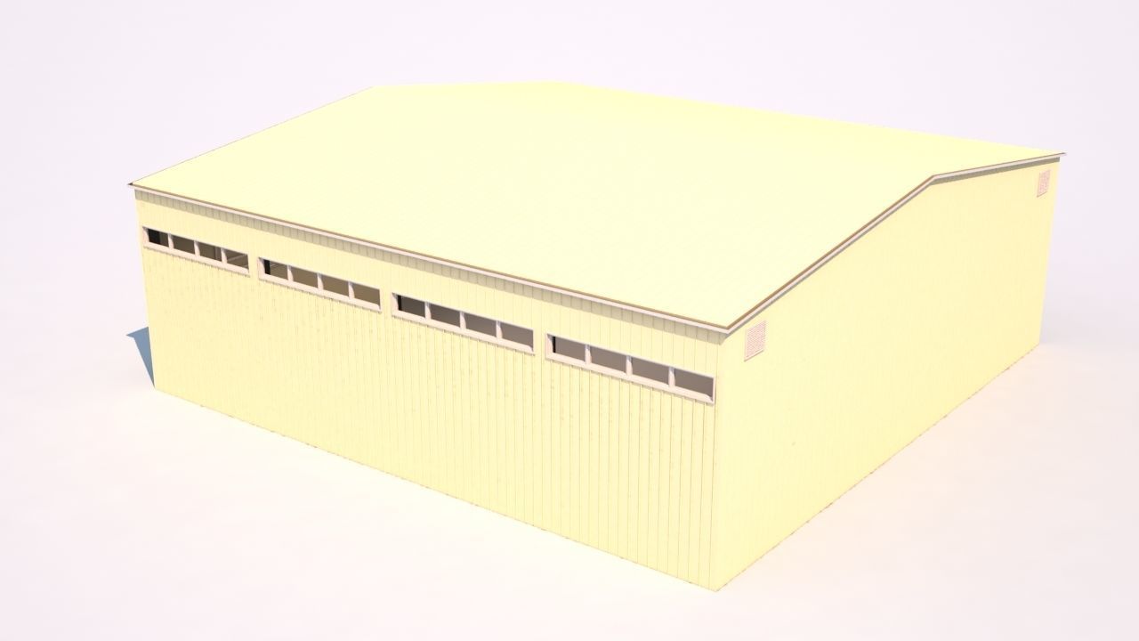aircraft hangar  Low-poly 3D model_6