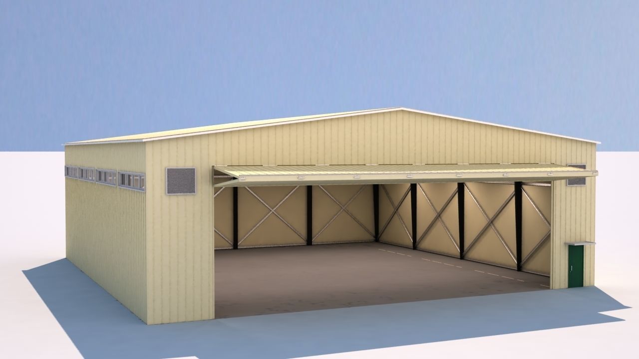 aircraft hangar  Low-poly 3D model_3