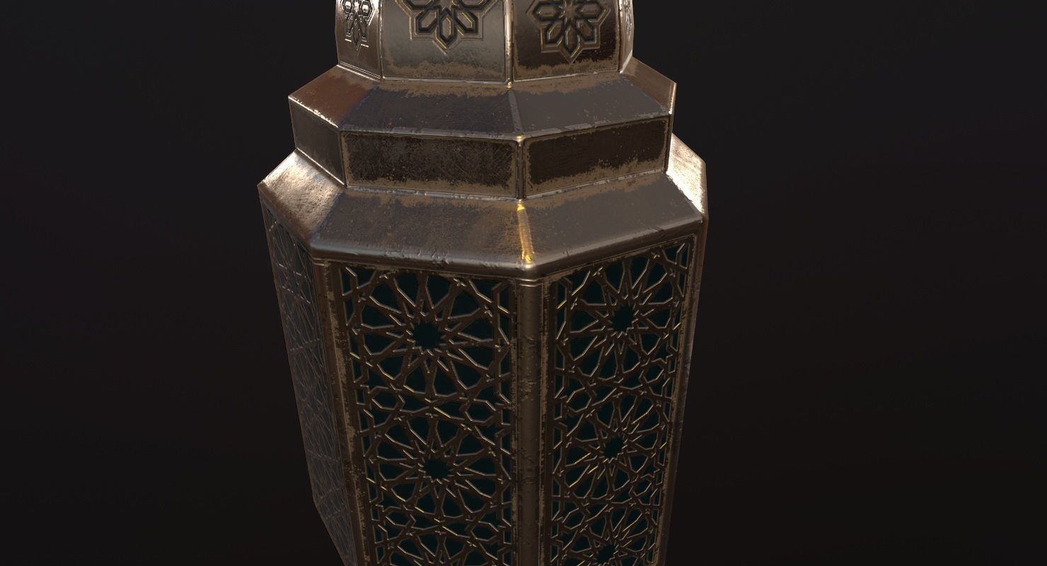 Vintage Lantern PBR Game Ready Low-poly 3D model_10