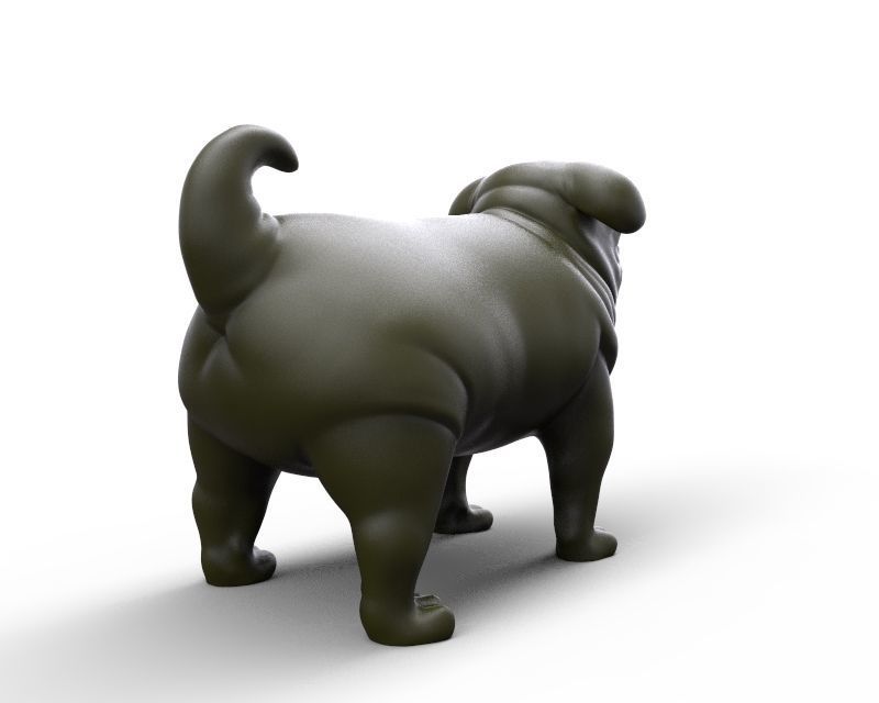 fat stocky doggie dog Pug 3D print model_5
